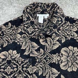 Coldwater Creek Black Tan soft Woven Button Up Jacket Women’s size 8 ~ EUC